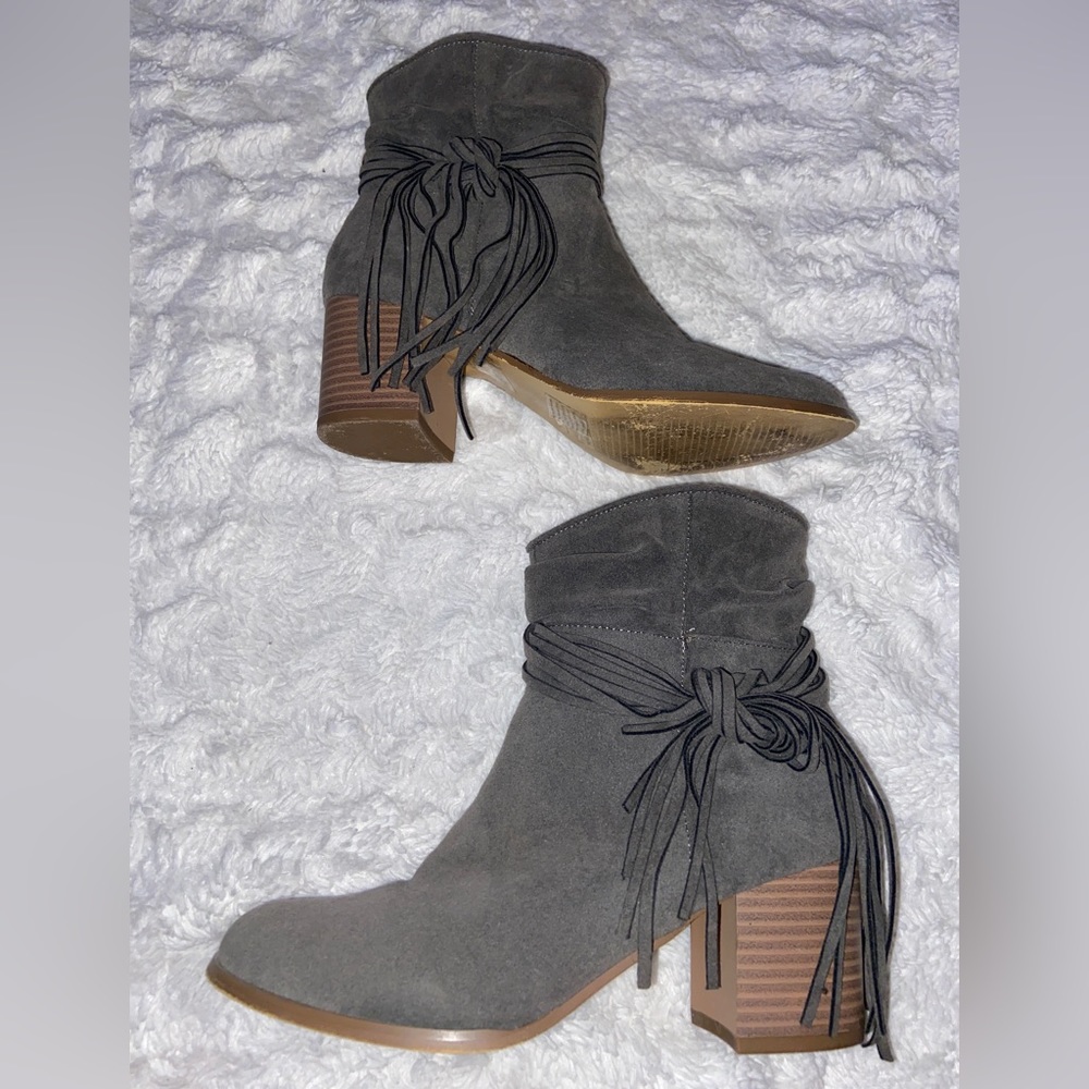Grey Fringe booties